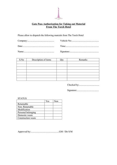 material out gate pass format.